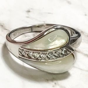 NEW Sterling Silver White Stone Heart Ring
